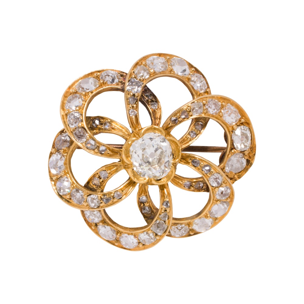 An antique diamond and 14k gold brooch (1 of 1)