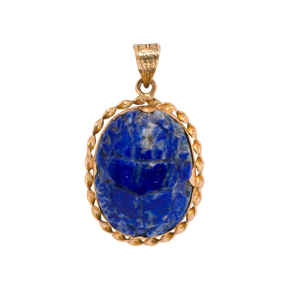 A lapis lazuli and high karat gold scarab pendant (1 of 1)