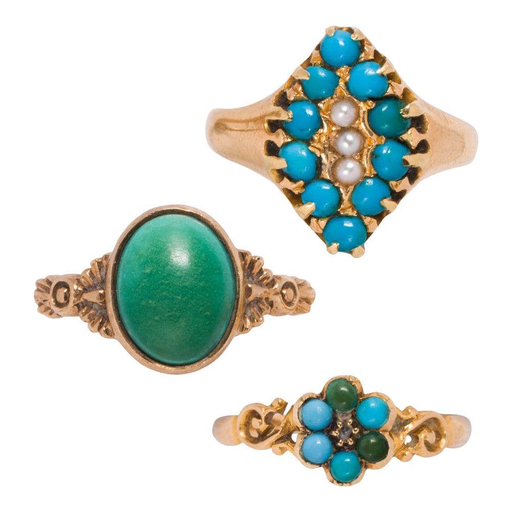 Two antique turquoise and gold rings (1 of 2)