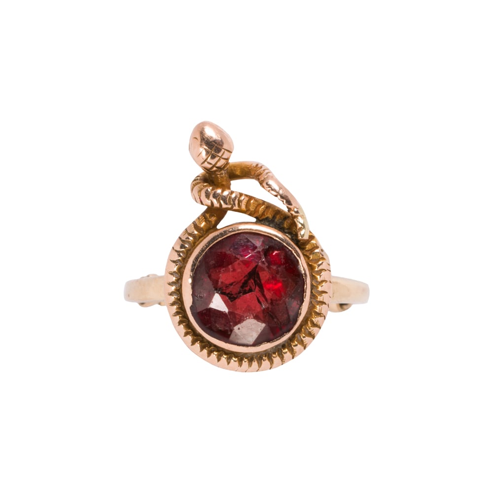 A Victorian garnet and 14k gold snake ring (1 of 2)