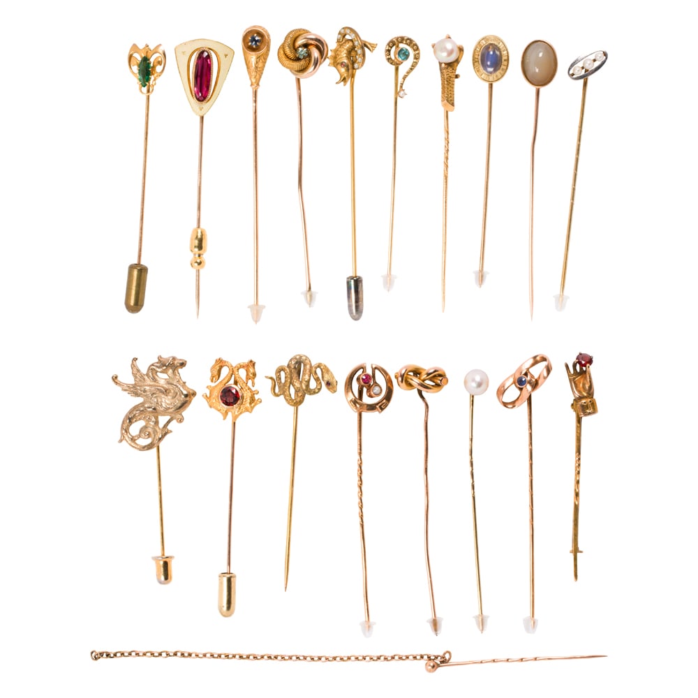 A collection of antique gold and gold-filled stick pins (1 of 1)
