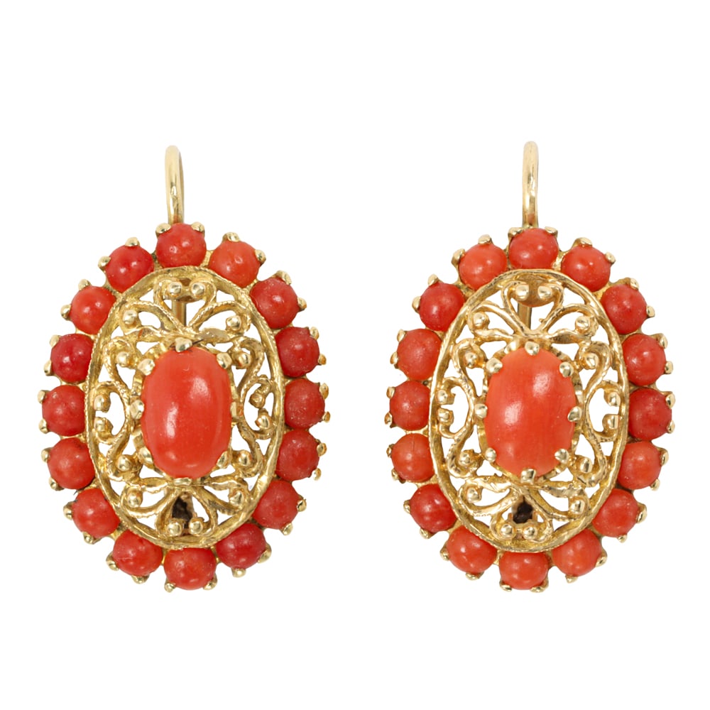 A pair of coral and 18k gold earrings (1 of 1)