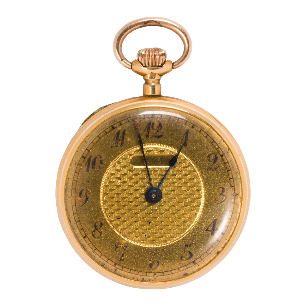 A N.W. Co. antique guilloche enamel, diamond, and 18k gold pocket watch (1 of 2)