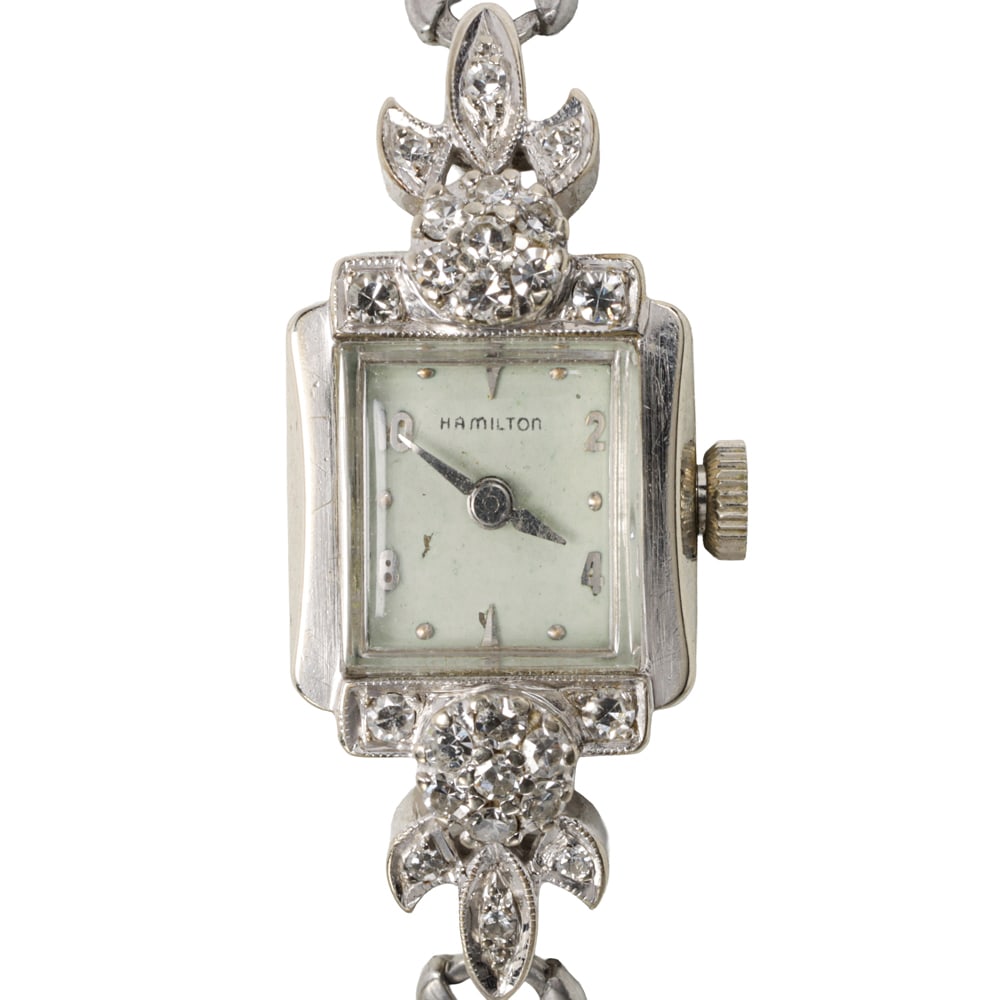 A Hamilton diamond, 14k white gold, and stainless steel watch (1 of 2)