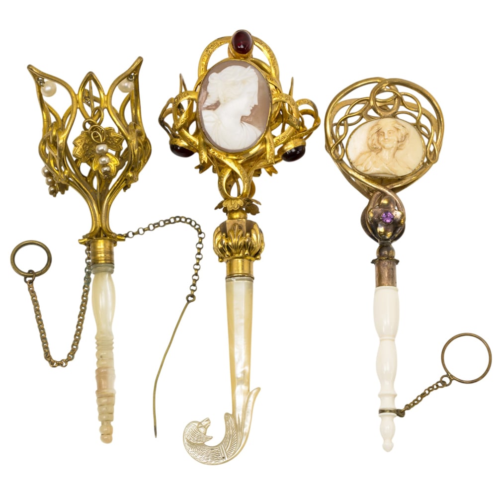 Three English and Italian gilt metal posy holders or tussie mussies (1 of 4)