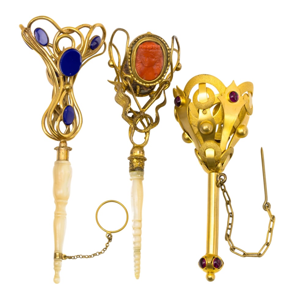 Three English and Italian gilt metal posy holders or tussie mussies (1 of 4)