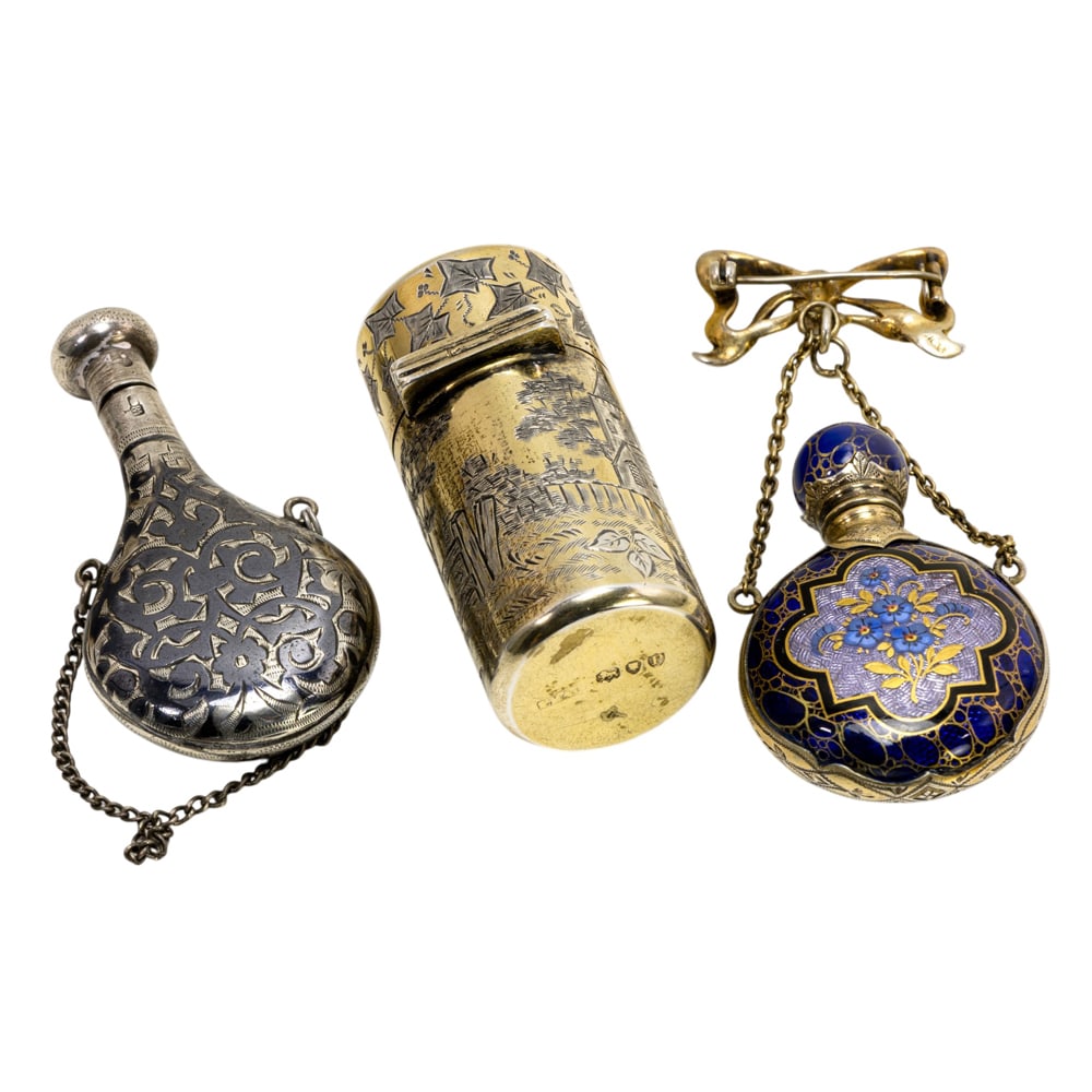 Three silver scent bottles - 2