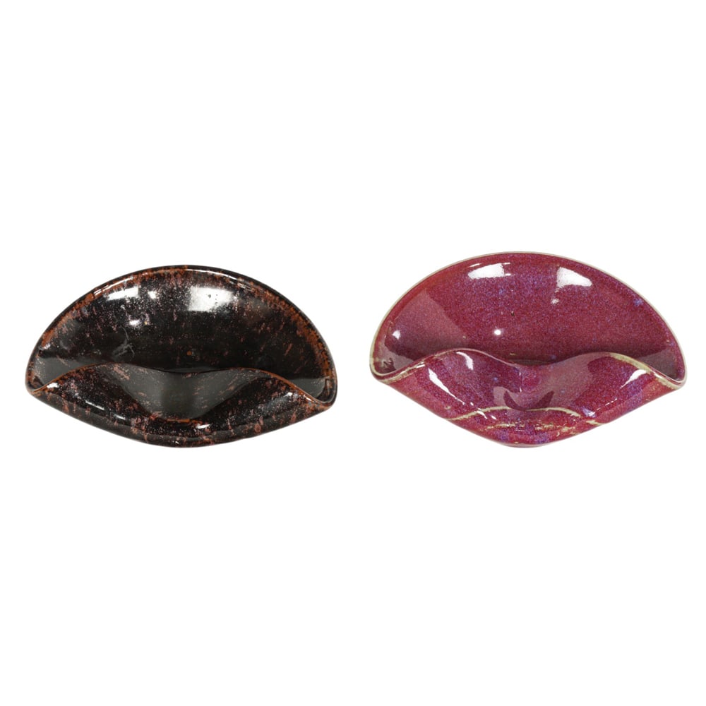 Ceramic Dishes, La Paz: (lot of 2) La Paz (American, 20th century), Folded Plates, ceramic plates with folded edges, each stamped beneath, overall (for each): 1.75"h x 5.75"w x 4"d. Provenance: Property from the Private