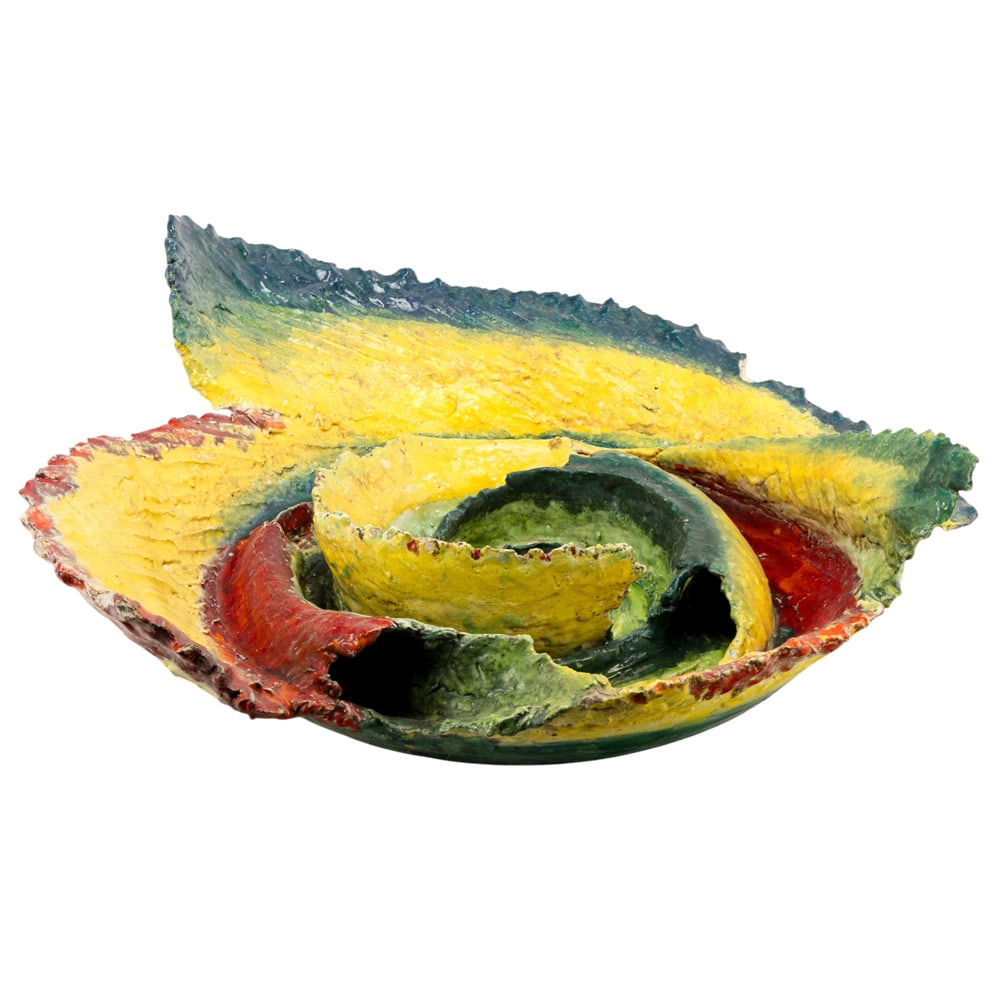 Sculpture, Michio Sugiyama: Michio Sugiyama (Japanese, 20th/21st century), Untitled (Color Whirl), 1984, ceramic sculpture, signed and dated beneath, overall: 9"h x 27"w x 27"d. Provenance: Property from the Private Collection o