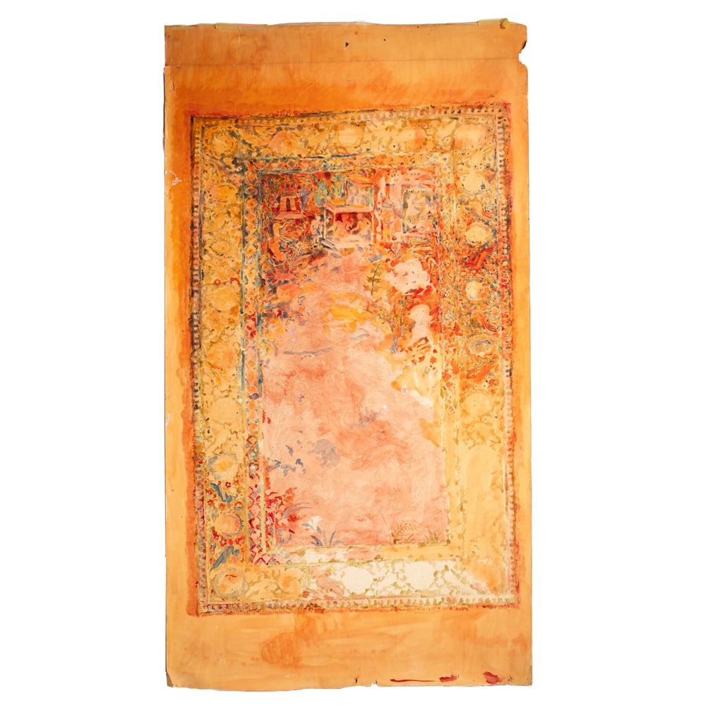 Work on paper, American School (20th century): American School (20th century), Untitled (Rug Study), mixed media on paper, unsigned, sheet (unframed): 42.25"h x 77"w. Provenance: Property from the Private Collection of Viola Frey, sold to benefit 