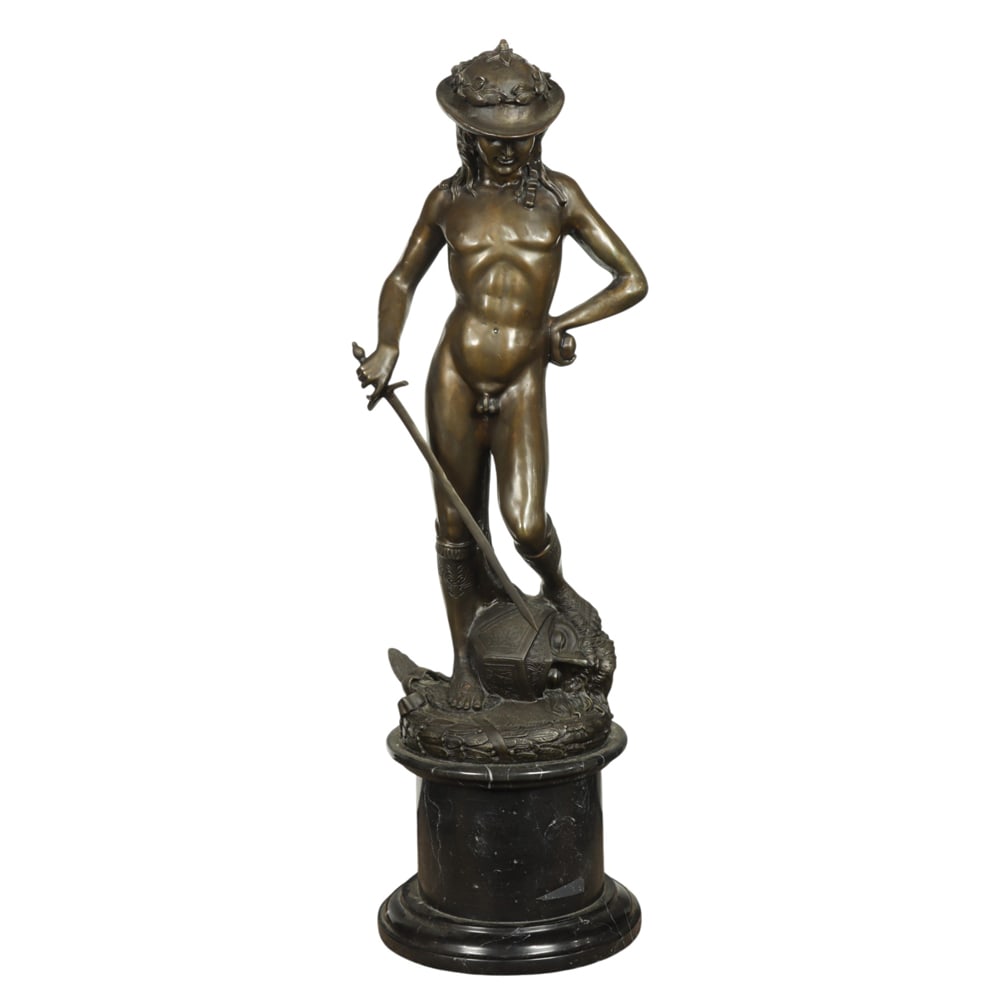 A Renaissance style patinated bronze figure of David (1 of 5)