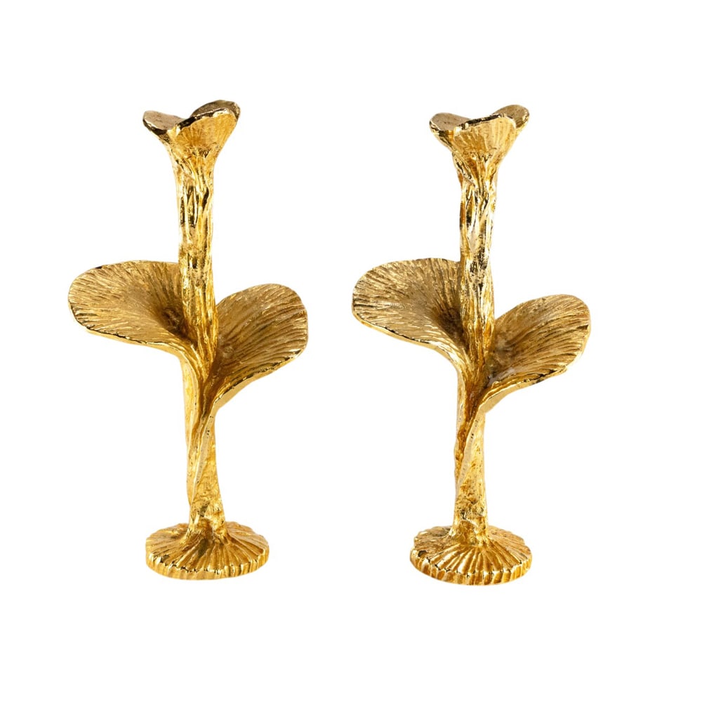 A pair of Contemporary gilt metal candlesticks, attributed to Stephane Galenneau for Fondica (1 of 2)