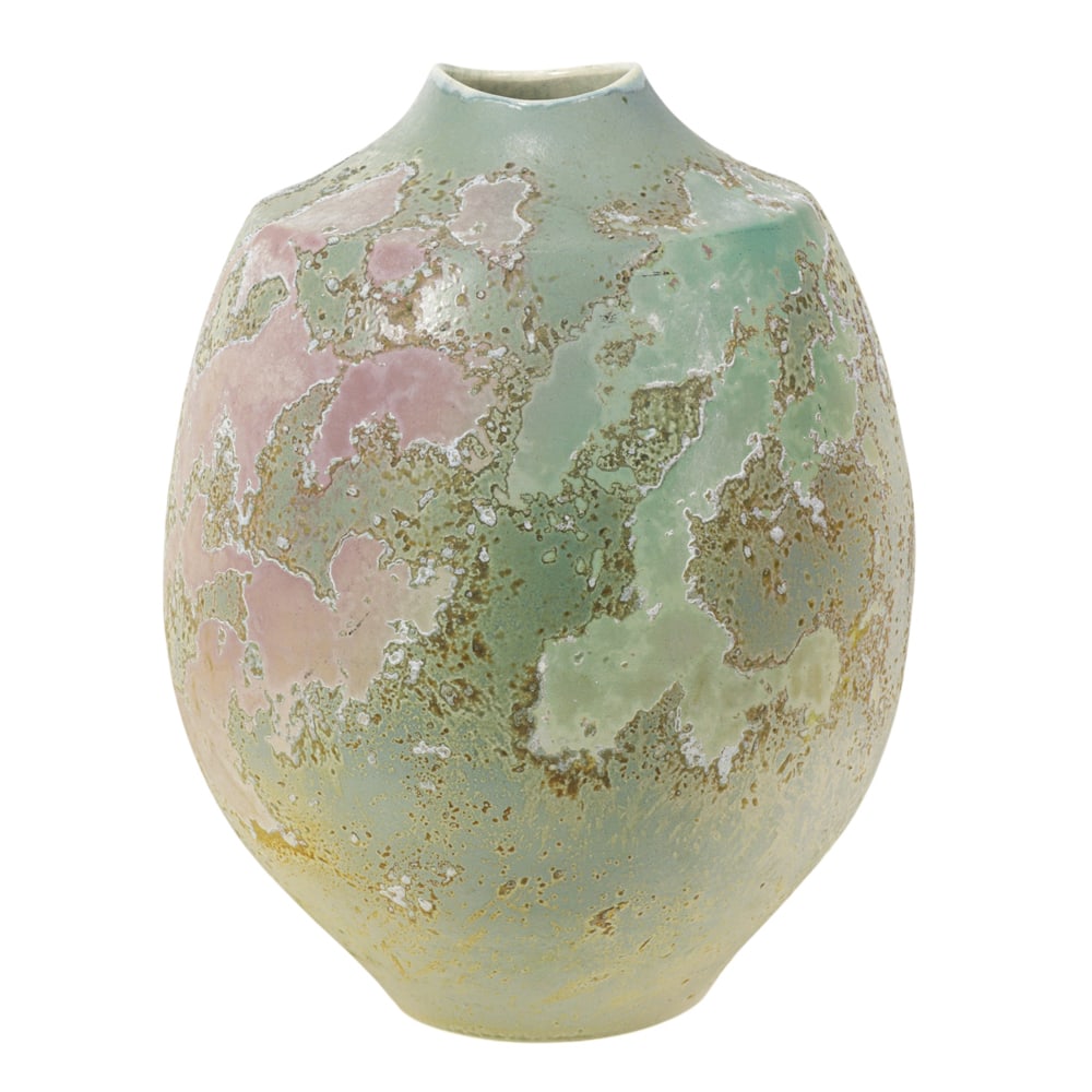 A Tony Evans 'Ancient Sands' raku pottery vase: A Tony Evans 'Ancient Sands' raku pottery vase, circa 1970s, signed 'Evans 2', 16.5"h x 13"dia