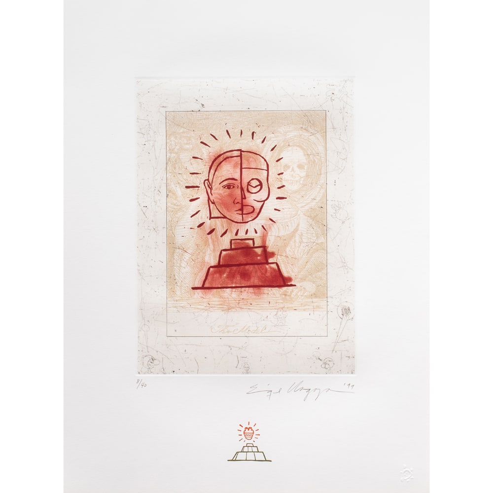 Print, Enrique Chagoya: Enrique Chagoya (American/Mexican, b. 1953), "The Modell," 1999, color hardground and aquatint, signed and dated lower right, titled on plate, edition 8/40, image: 12"h x 9"w, overall (with frame):