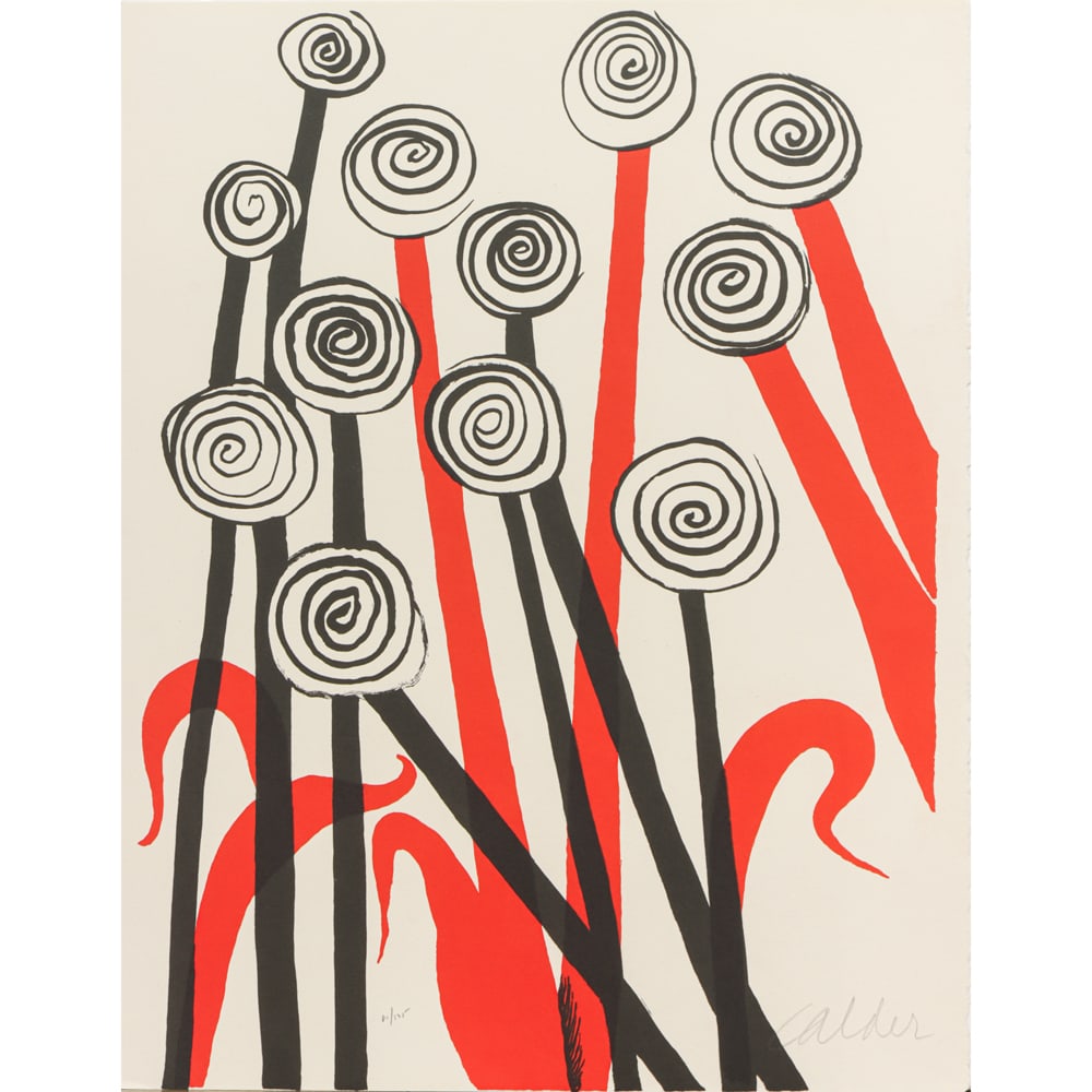 Print, Alexander Calder: Alexander Calder (American, 1898-1976), "Spiral Flowers," 1972, lithograph, pencil signed lower right, edition 81/125, sheet (unframed): 25.5"h x 20"w