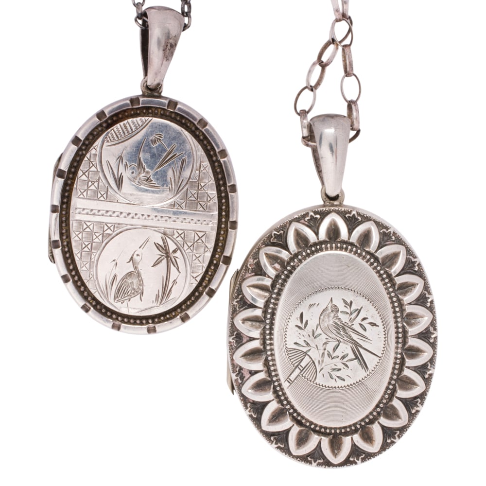 Two antique silver locket necklaces (1 of 1)