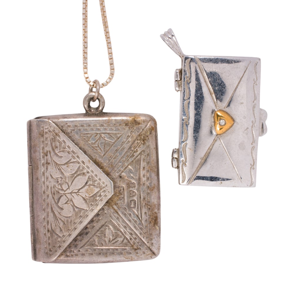 Two envelope pendants and chain (1 of 1)