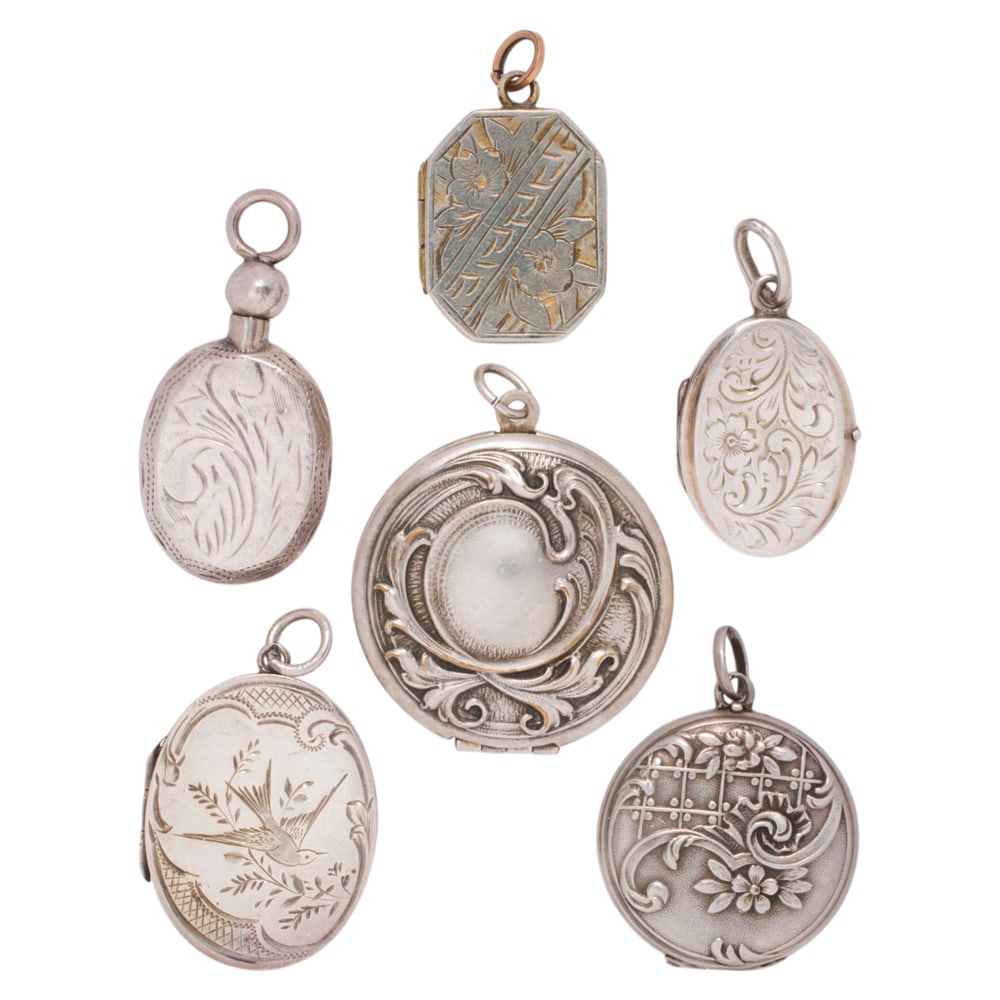 Six antique silver lockets (1 of 1)