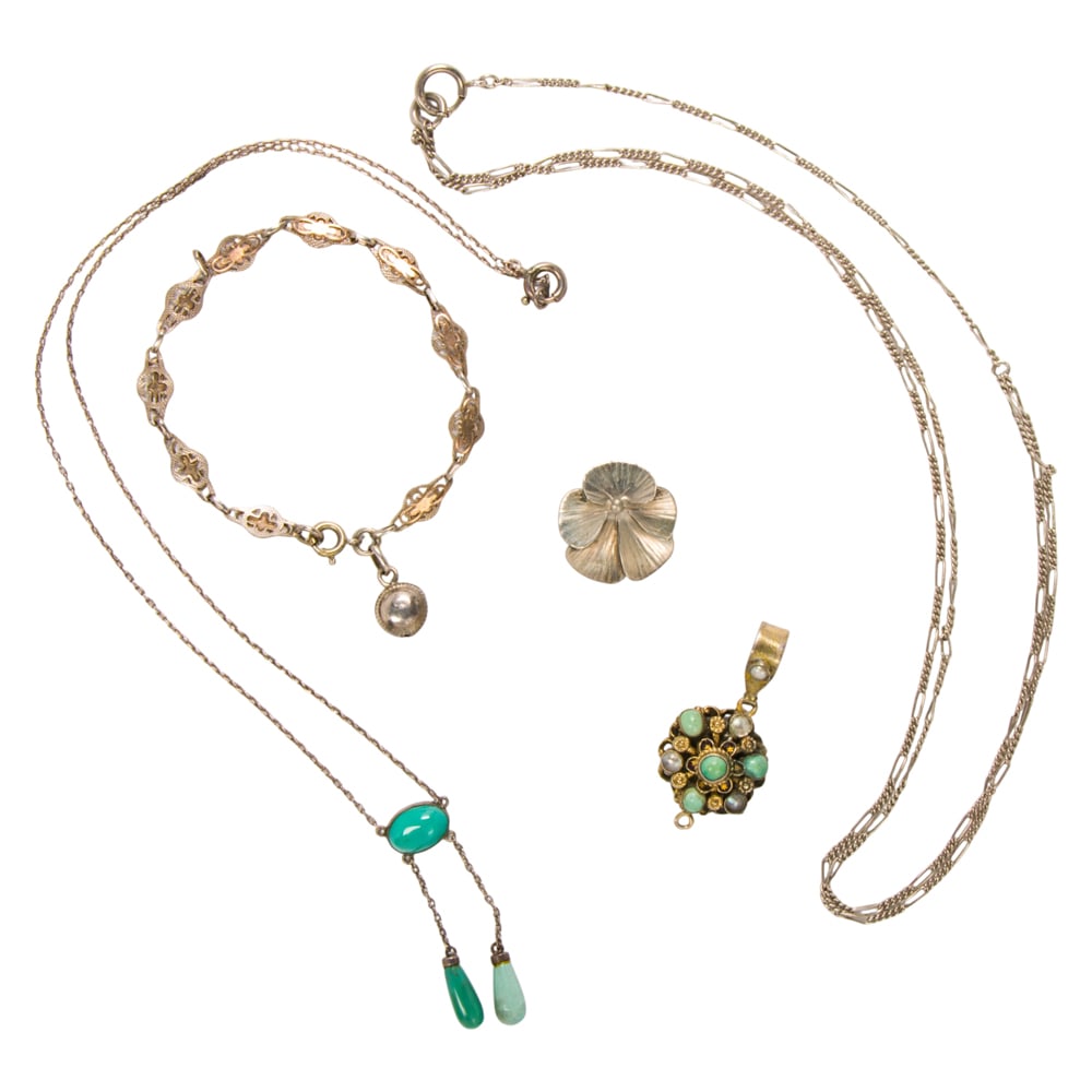 A collection of antique silver jewelry (1 of 1)