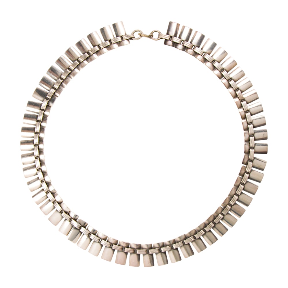 A silver necklace
