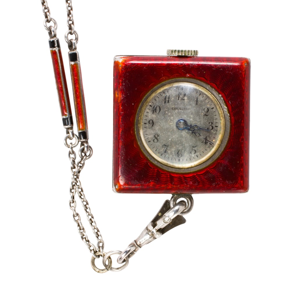 An Orator enamel and gold filled watch necklace (1 of 1)