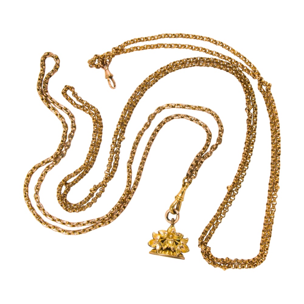 Two antique gold-filled pocket watch chains and fob (1 of 1)