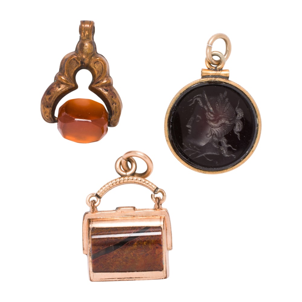 Three antique gold-filled watch fobs (1 of 1)