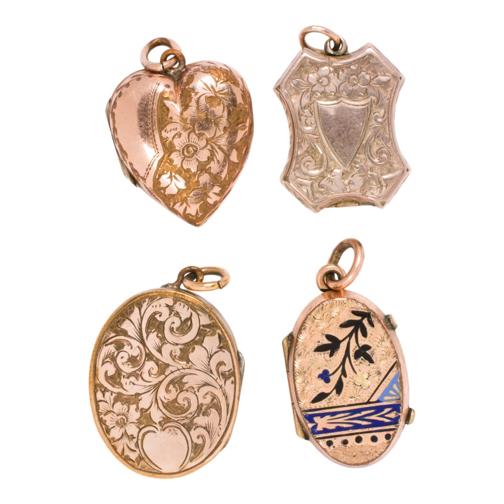 Four antique gold-filled lockets (1 of 1)