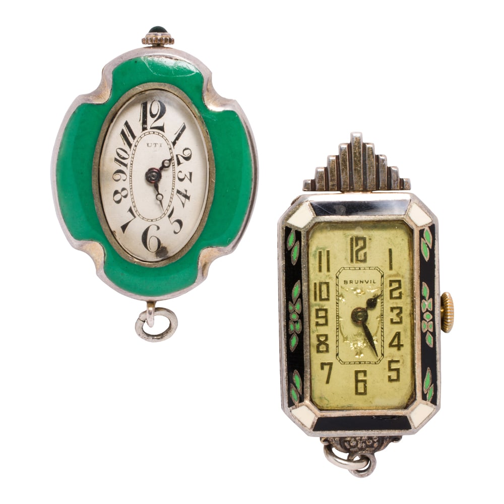 Two Art Deco enamel watch pendants (1 of 2)