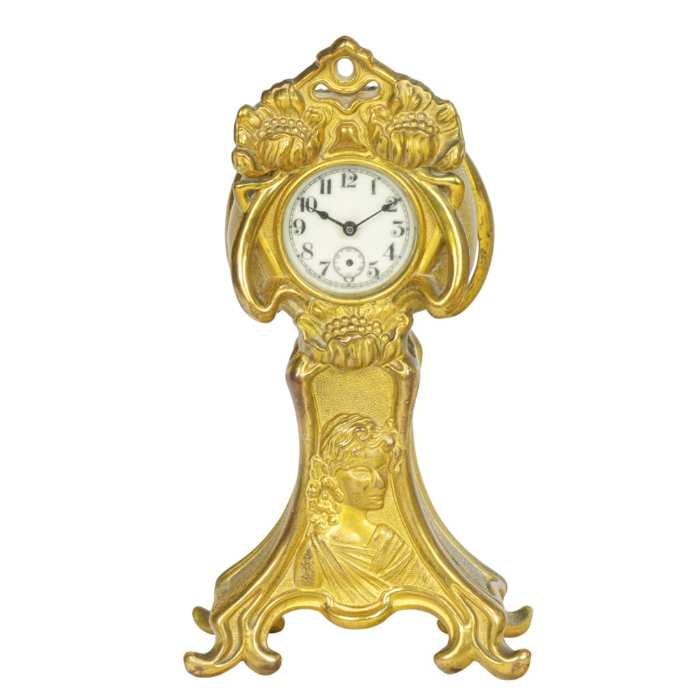 An Art Nouveau gilt bronze desk clock (1 of 1)