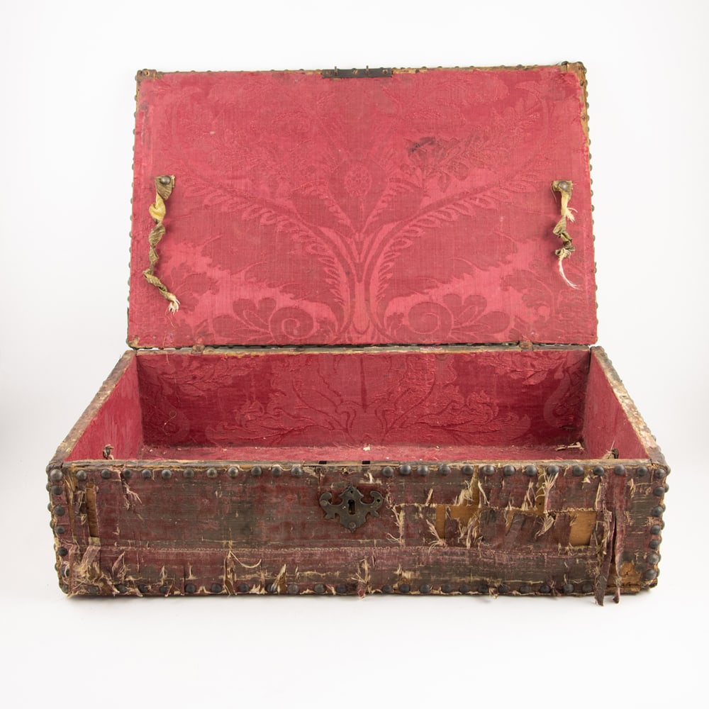 A Continental brass studded document box - 4