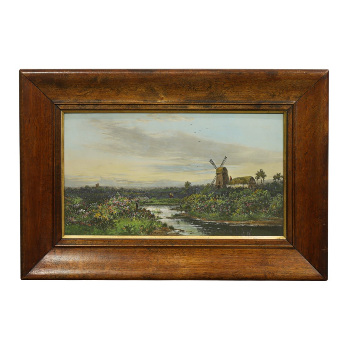 Painting, English School (19th century): English School (19th century), Windmill by a River, signed "G Hev[...]i" lower left, overall (with frame): 20.25"h x 29.5"w
