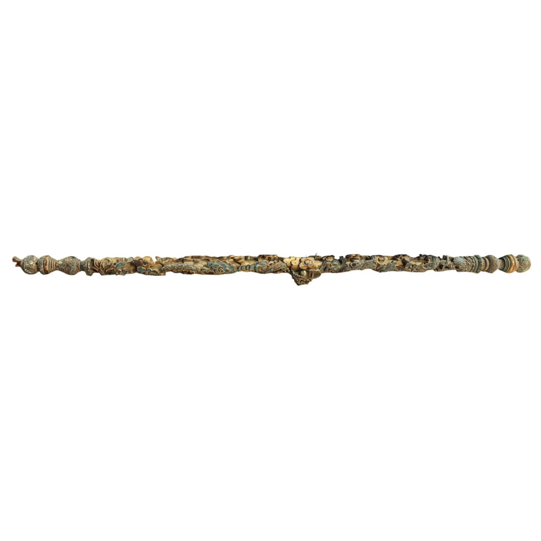 A Chinese gilt and painted 'dragon' wood architectural element (1 of 1)
