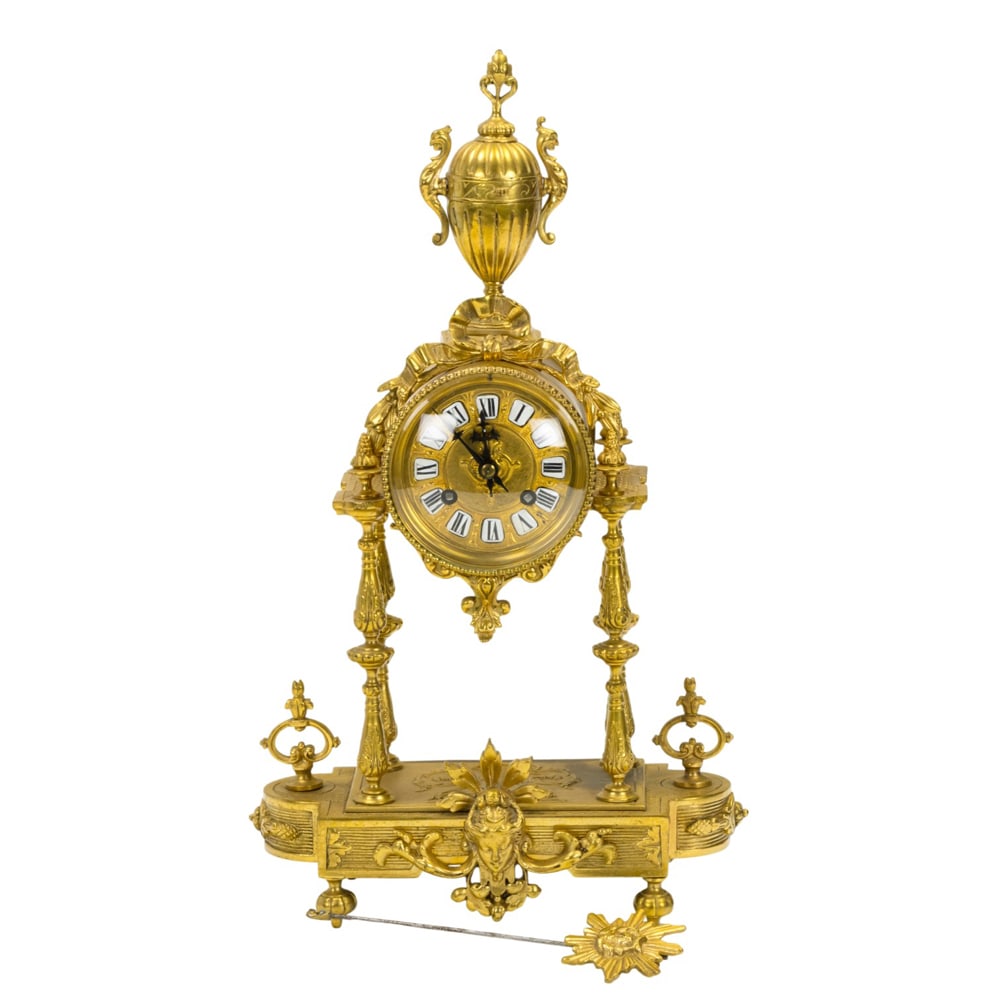 A Neoclassical style gilt bronze mantel clock (1 of 6)