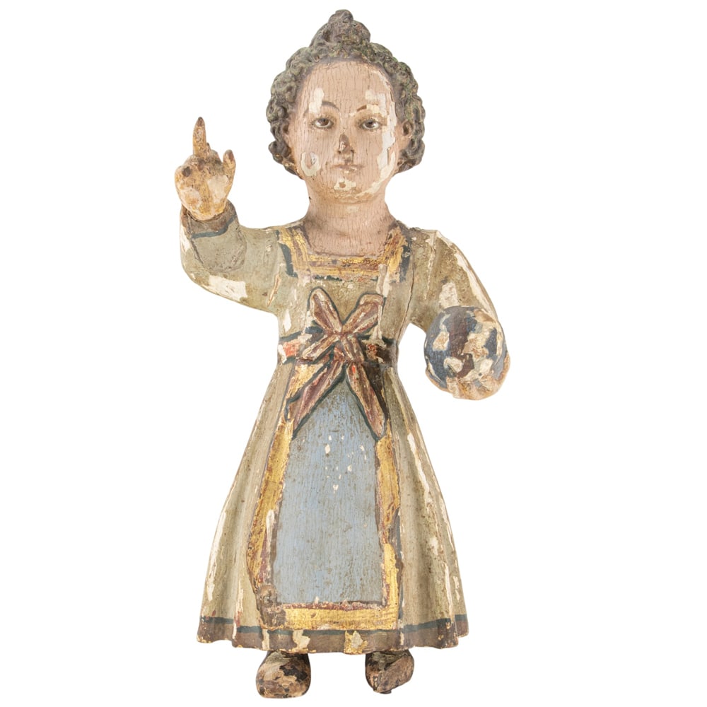 A Spanish Colonial polychrome figure of the Christ Child (1 of 3)