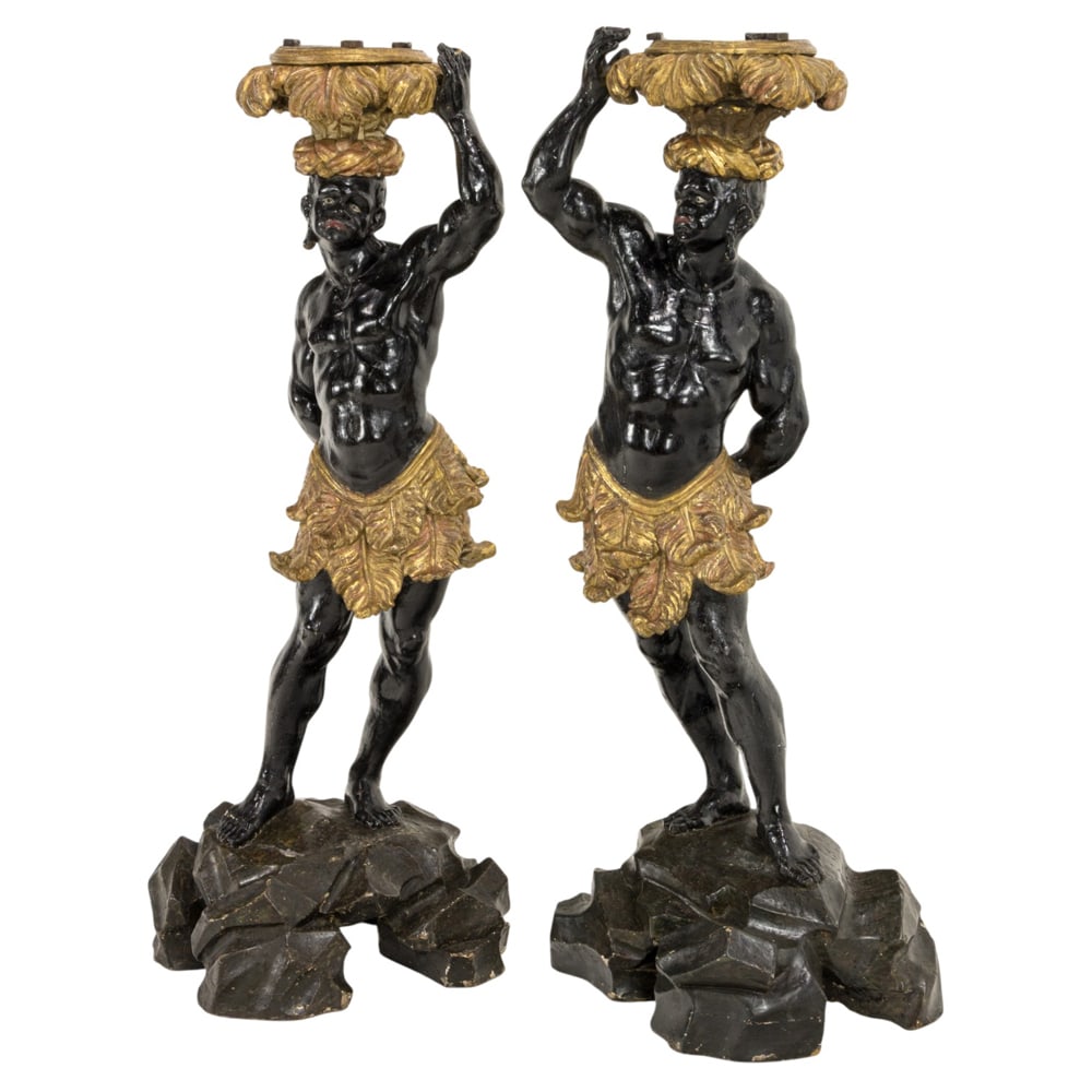 A pair of Italian polychrome figural pedestals (1 of 6)