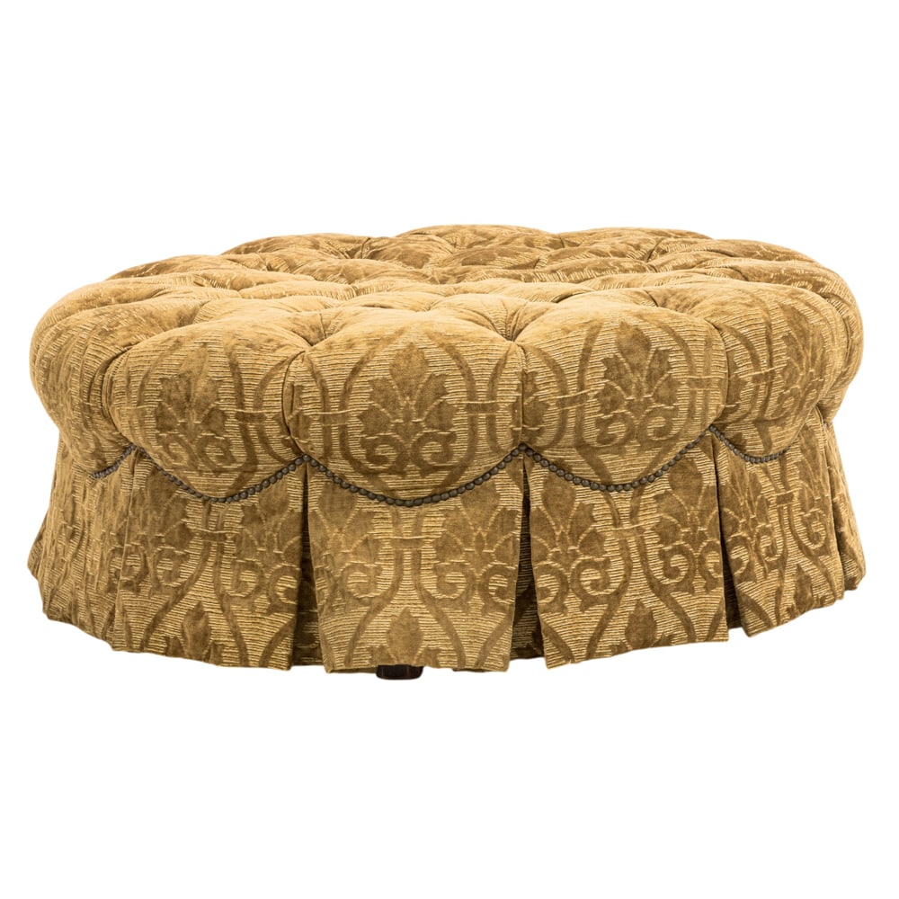 A custom circular pouf or ottoman (1 of 4)