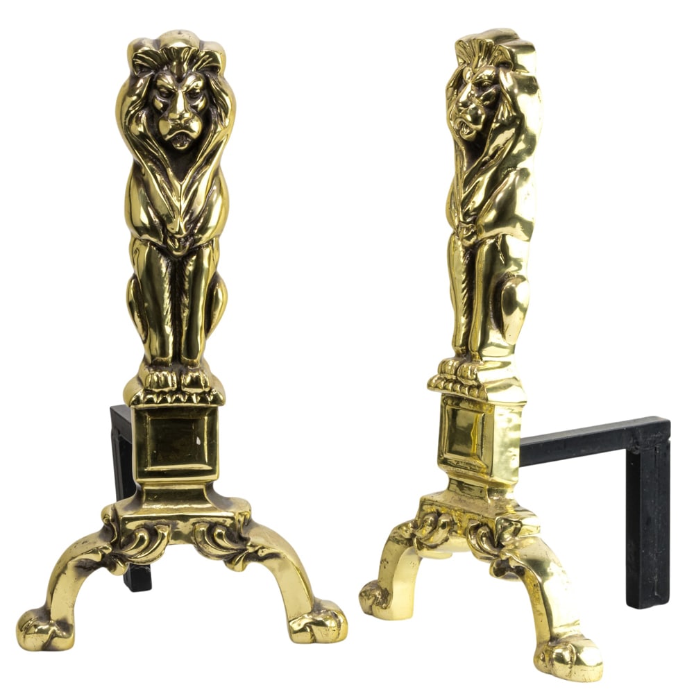 A group of English brass fireplace accessories (1 of 4)