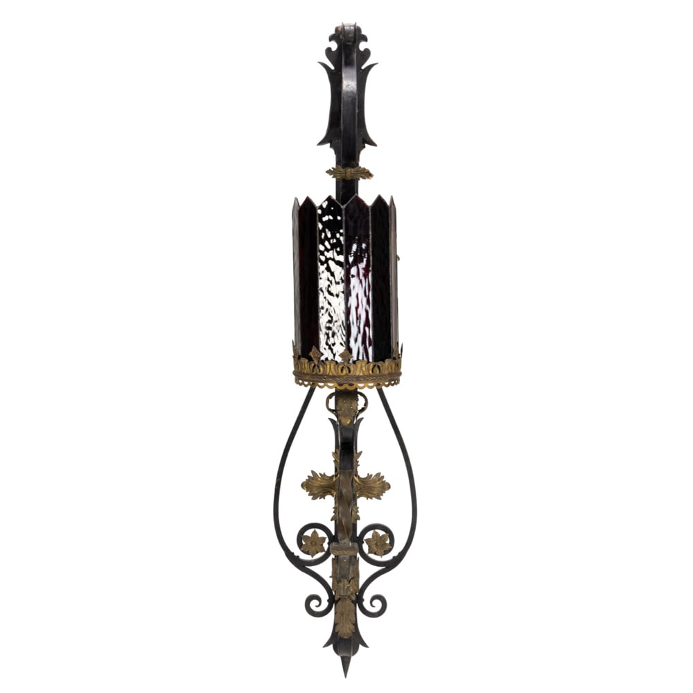 A large Continental wrought iron and bronze wall sconce (1 of 4)