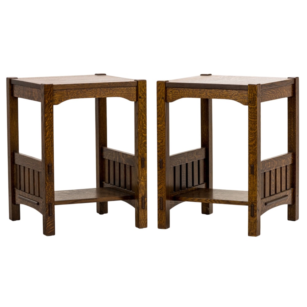 A pair of Voorhees Craftsman Arts and Crafts style lamp tables (1 of 6)