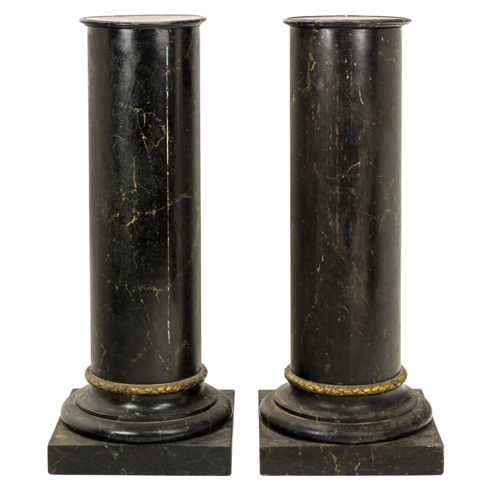 A pair of Neoclassical style faux marbleized pedestals (1 of 5)