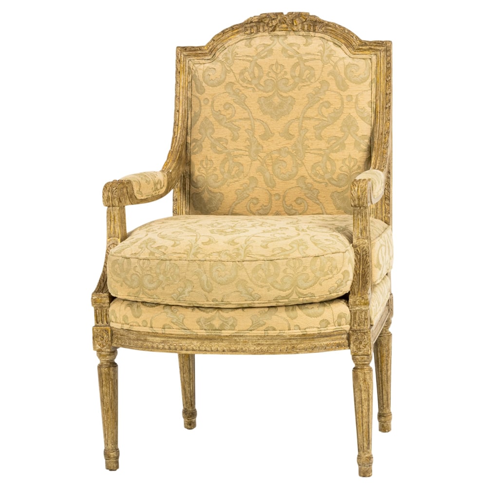 A contemporary armchair in the Louis XVI taste: A contemporary armchair in the Louis XVI taste, 40"h x 24"w x 23"d (overall); 22"h x 23"d (seat)