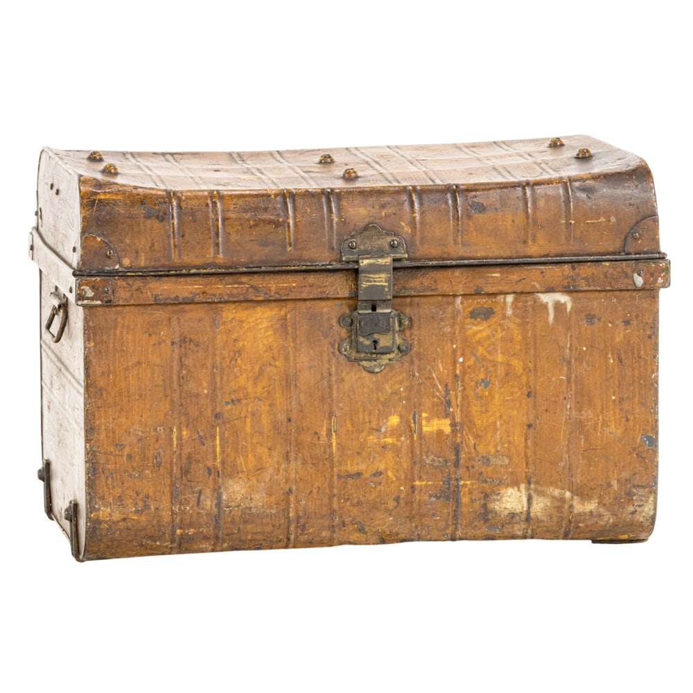 A Victorian tin chest: A Victorian tin chest, circa 1900, 15"h x 23"w x 16"d