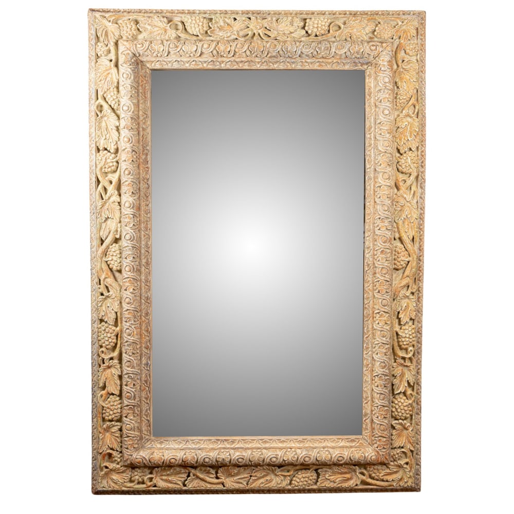 An Italian polychrome carved wood mirror (1 of 4)