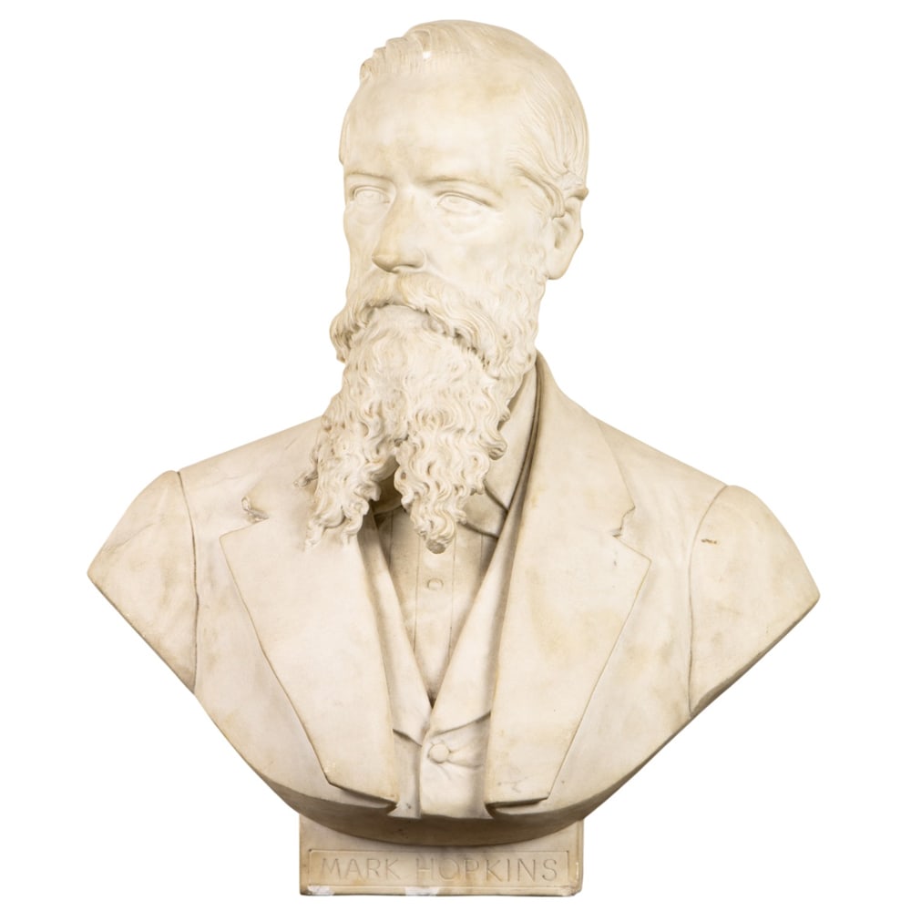 A Pietro Mezzara (1820-1883) carved marble bust of Mark Hopkins sculpted in 1878 (1 of 7)