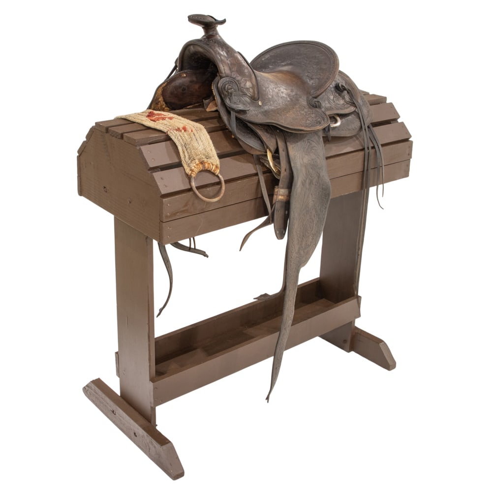 A Nolte Olsen sterling silver mounted and hand tooled leather saddle (1 of 4)