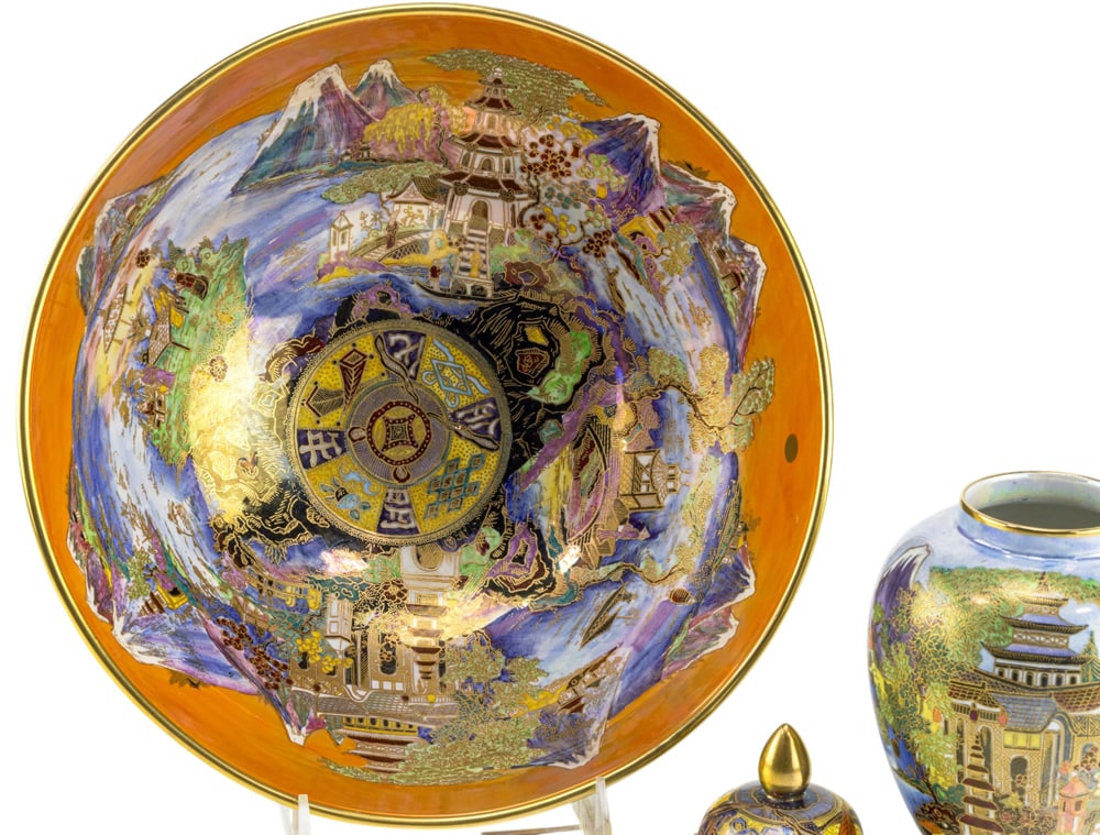 Two Carlton Ware luster pottery table articles in the 'Chinaland' pattern (1 of 5)
