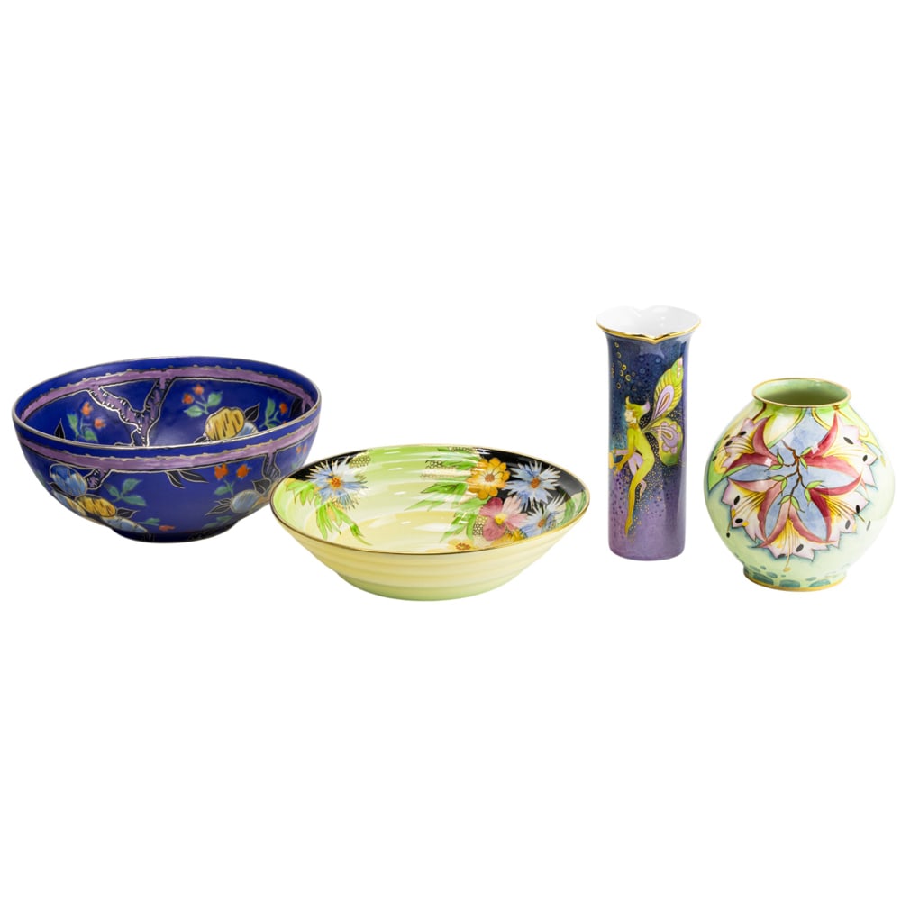 Four Carlton Ware pottery bowls and vases (1 of 7)