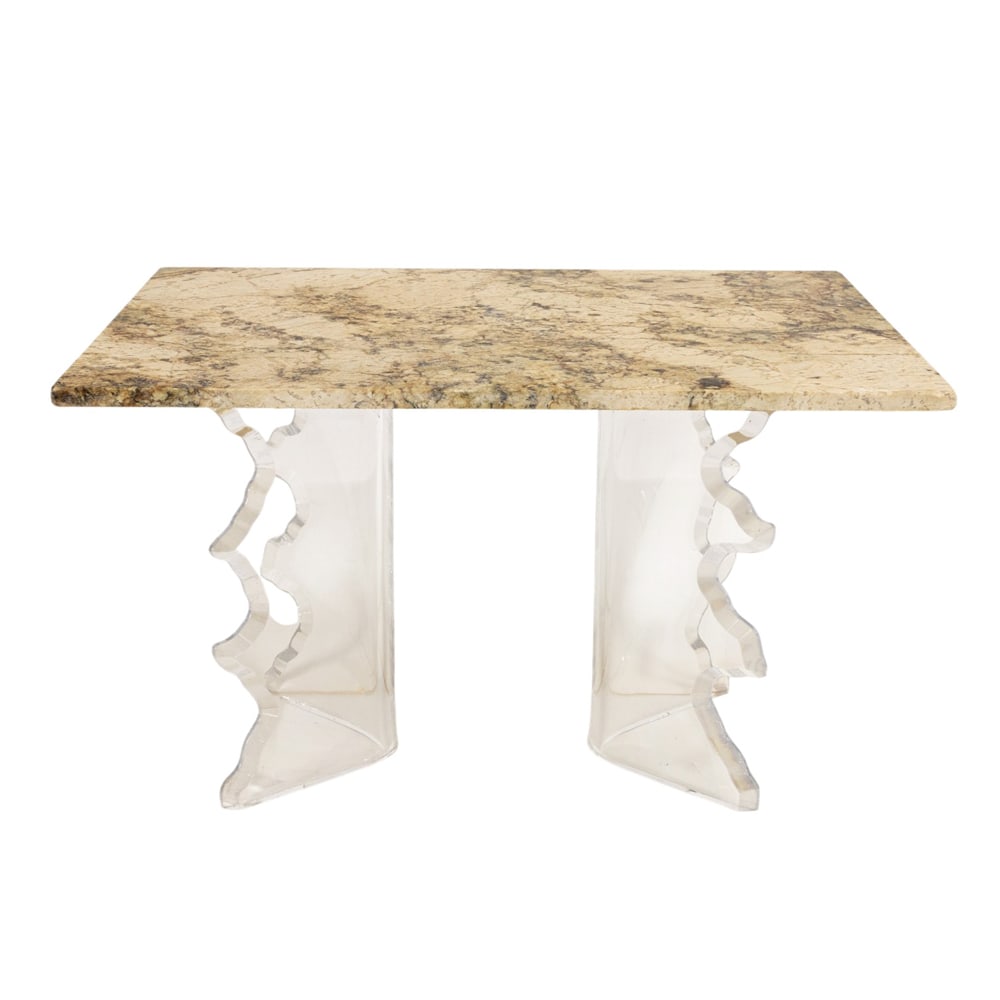A contemporary granite and acrylic cocktail or low table (1 of 3)