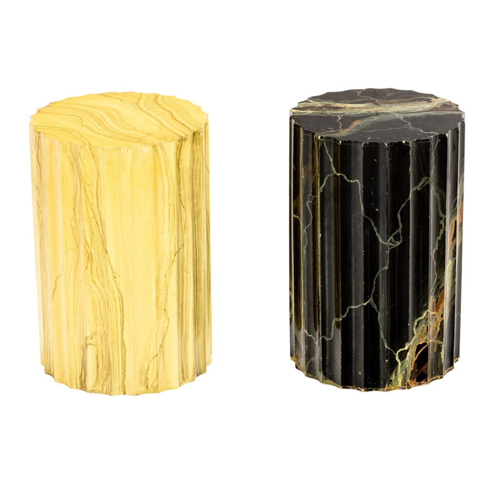 An associated pair of faux marbleized columnar pedestal side tables (1 of 2)